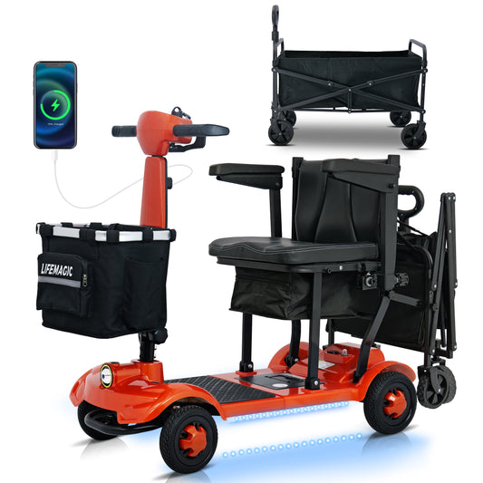 LIFEMAGIC S4 35 Miles Mobility Scooter with Utility Cart