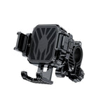 Black adjustable motorcycle phone mount holder with clamp and locking mechanism