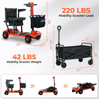 LIFEMAGIC S4 35 Miles Mobility Scooter with Utility Cart