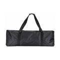 Black rectangular soft carrying bag with long handles on white background